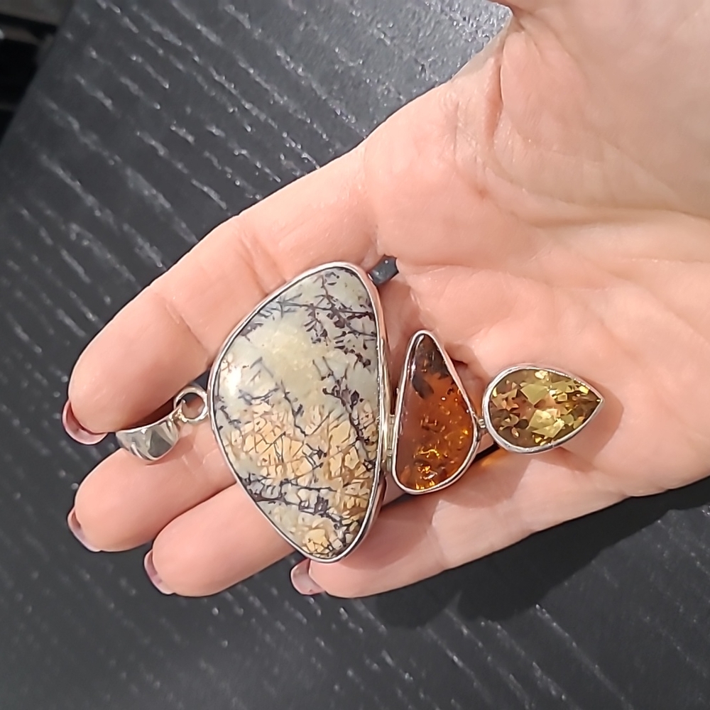 Charles Albert Fine Silver Multistone Pendant
